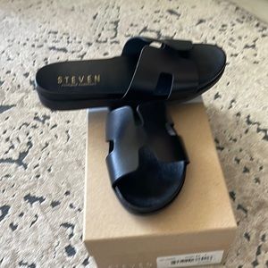 Steven by Steve Madden black slip on sandal